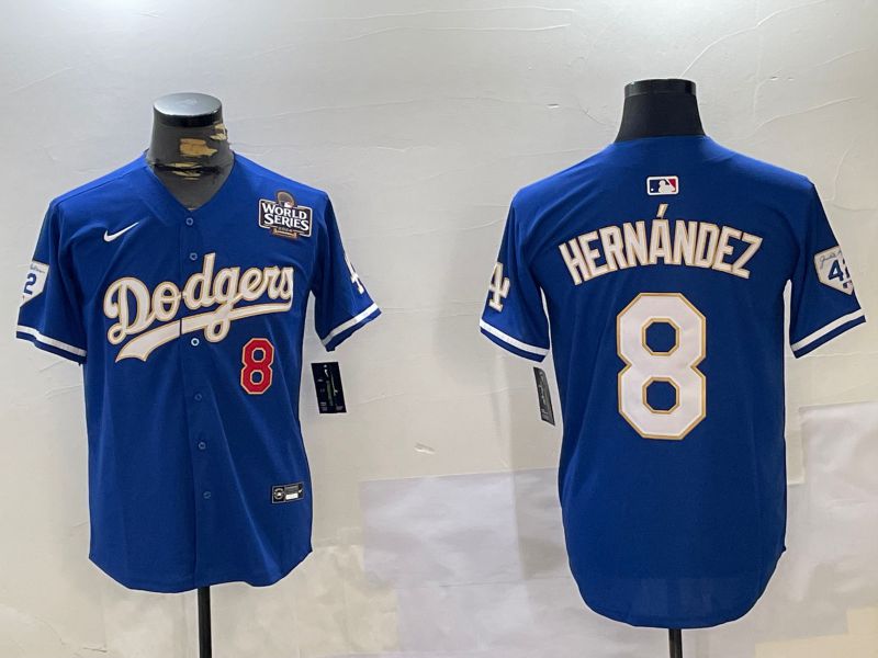 Men Los Angeles Dodgers #8 Hernandez Blue Gold Game 2024 Nike MLB Jersey style 1120->los angeles dodgers->MLB Jersey